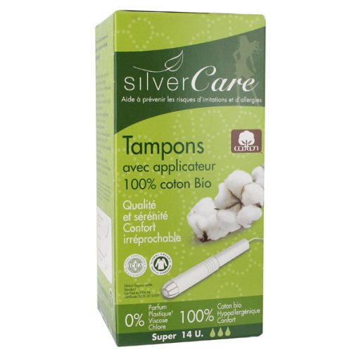 14 Tampons Coton Bio Super - Silvercare 1