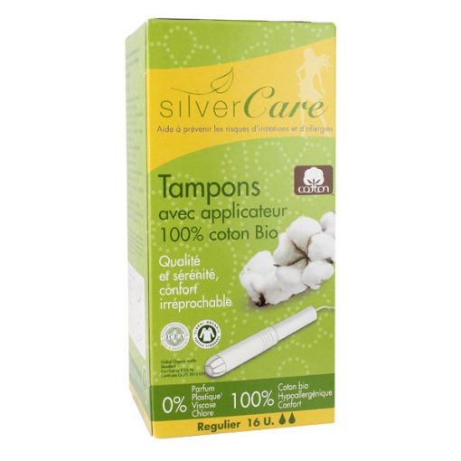 16 Tampons Coton Bio Normal -Silvercare 1