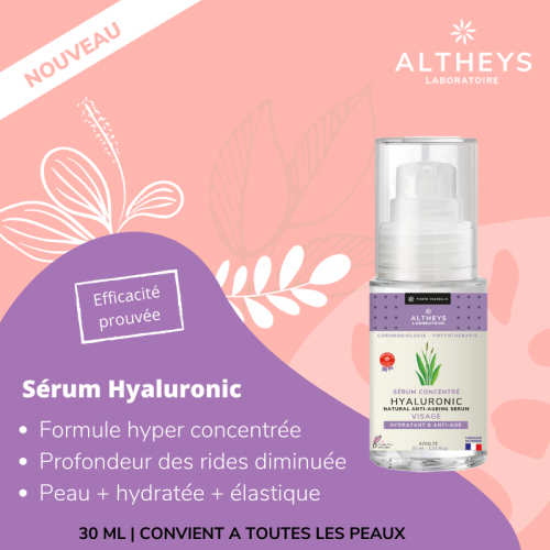 Serum concentré acide hyaluronique, soin anti-âge, anti-rides breveté - 30ml - Altheys 1