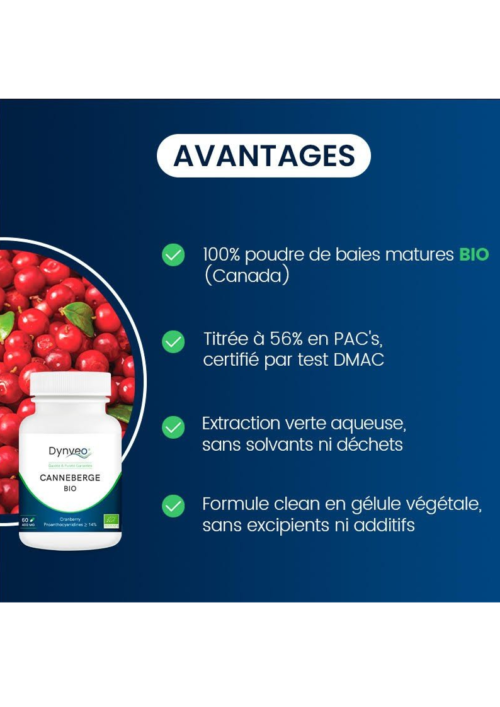 CANNEBERGE BIO (Cranberry) - 10% PACs - 400mg / 60 gélules